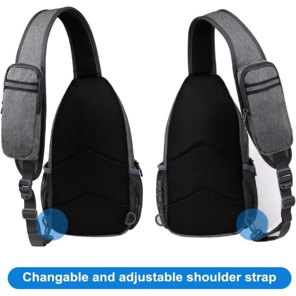 Waterfly Men Women Dark Gray Crossbody Adjustable Strap Hiking Sling Backpack - Picture 5 of 6